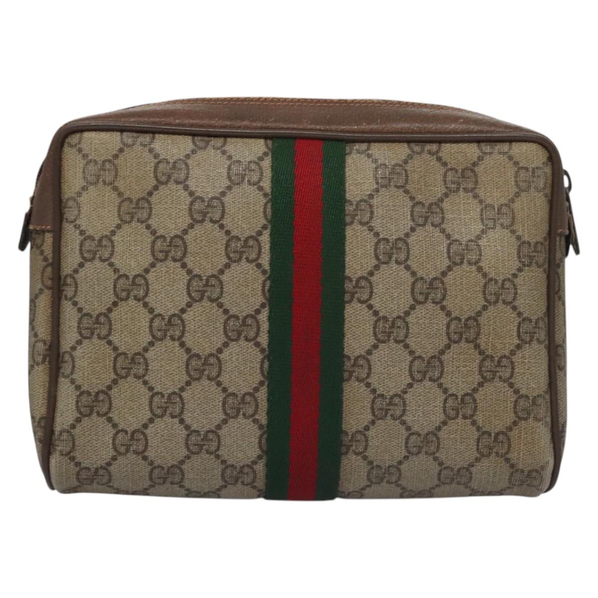 gucci gg supreme web sherry line clutch bag