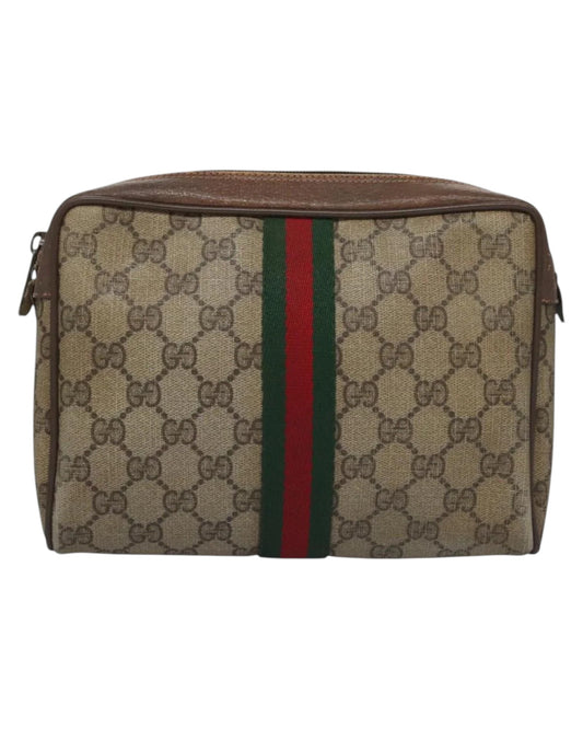 GUCCI GG Supreme Web Sherry Line Clutch Bag
